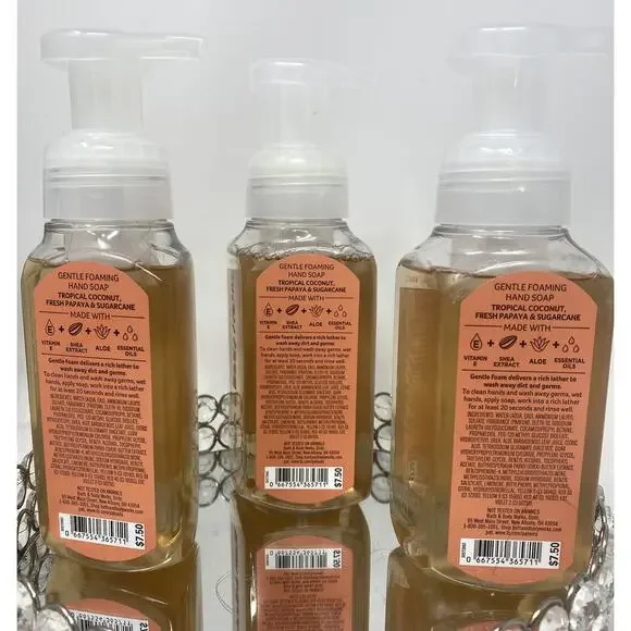 3 BATH & BODY WORKS ISLAND PAPAYA GENTLE FOAMING HAND SOAP WASH 8.75 OZ EACH